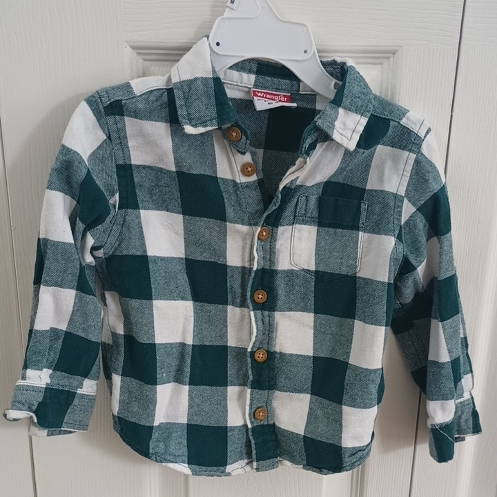 Wrangler Green Plaid Kids Shirt